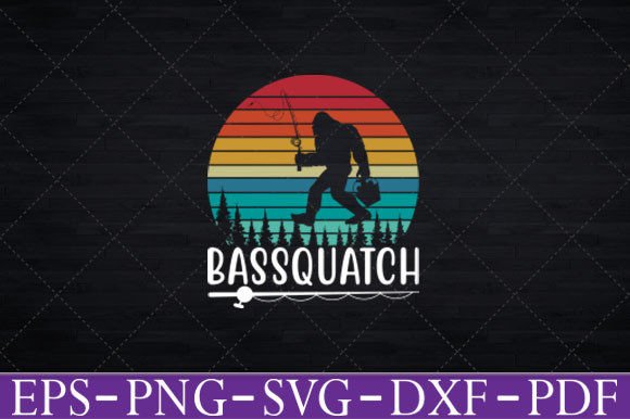 Bassquatch Funny Bigfoot Fishing Graphics for Crafts
