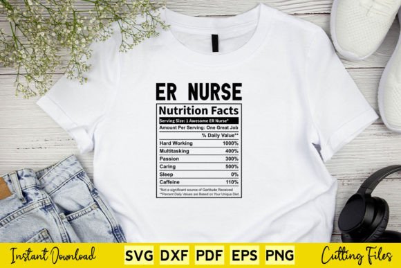 Fun ER Nurse Nutrition Facts Svg Graphics for Crafts