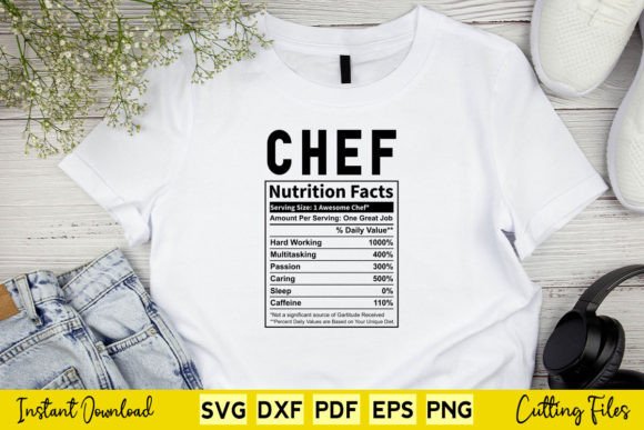 Funny Chef Nutrition Facts Svg Graphics for Crafts