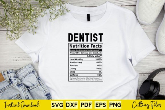 Funny Dentist Nutrition Facts Svg Graphics for Crafts
