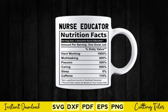 Funny Nurse Educator Nutrition Facts Svg Graphics for Crafts