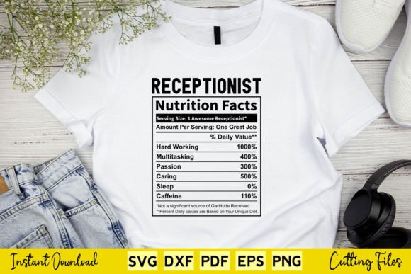Funny Receptionist Nutrition Facts Svg Graphics for Crafts