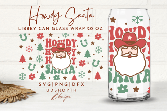 Howdy Santa Can Glass Svg